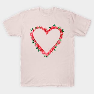 Heart of Roses Floral Wreath Watercolor for Valentine's T-Shirt